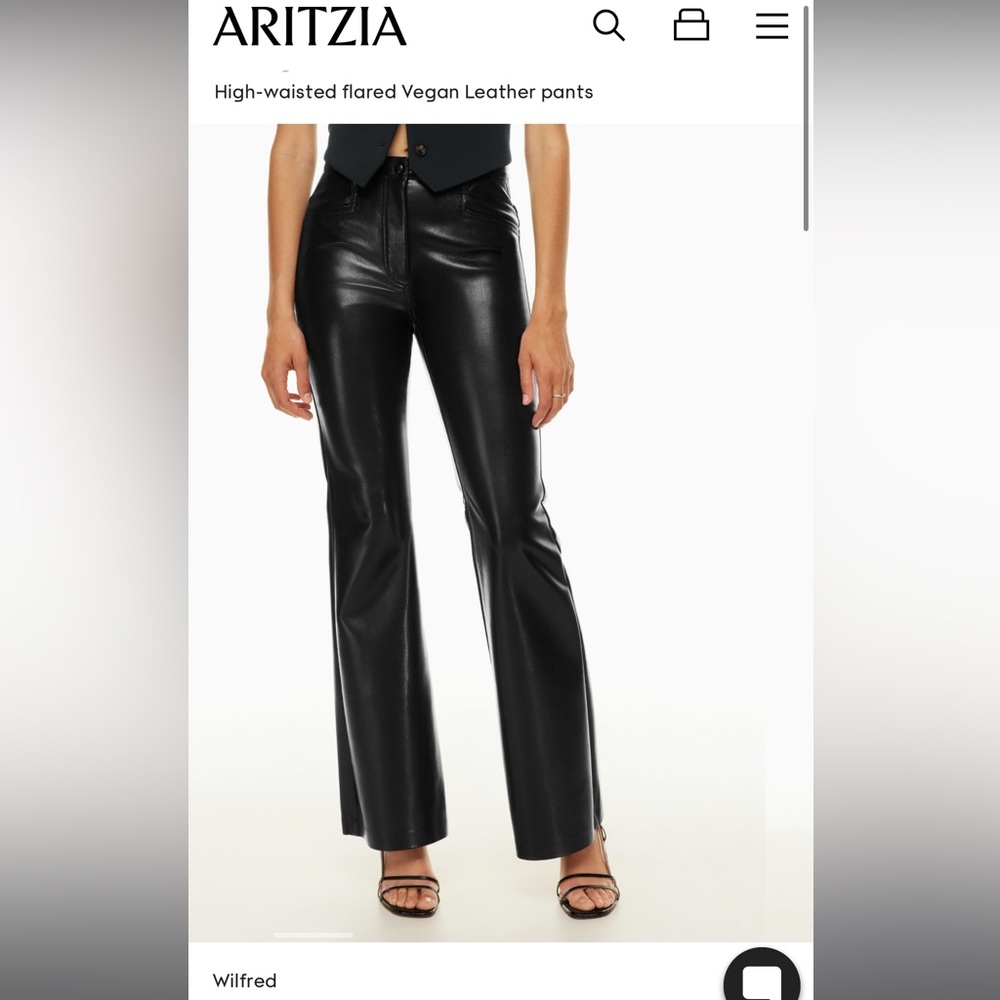 Aritzia - Beatrix - black, high rise, flare, leather pants.